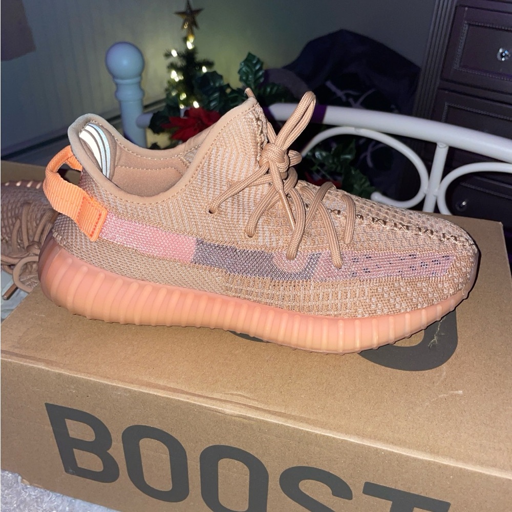 Men’s Tan and Pink Yeezy Boost Sneakers